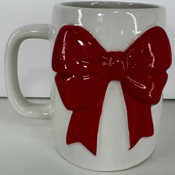 Mary Square Ceramic Bow Mug – 19oz Whimsical Coffee & Tea Cup with Large Bow Acc - Picture 1 of 4